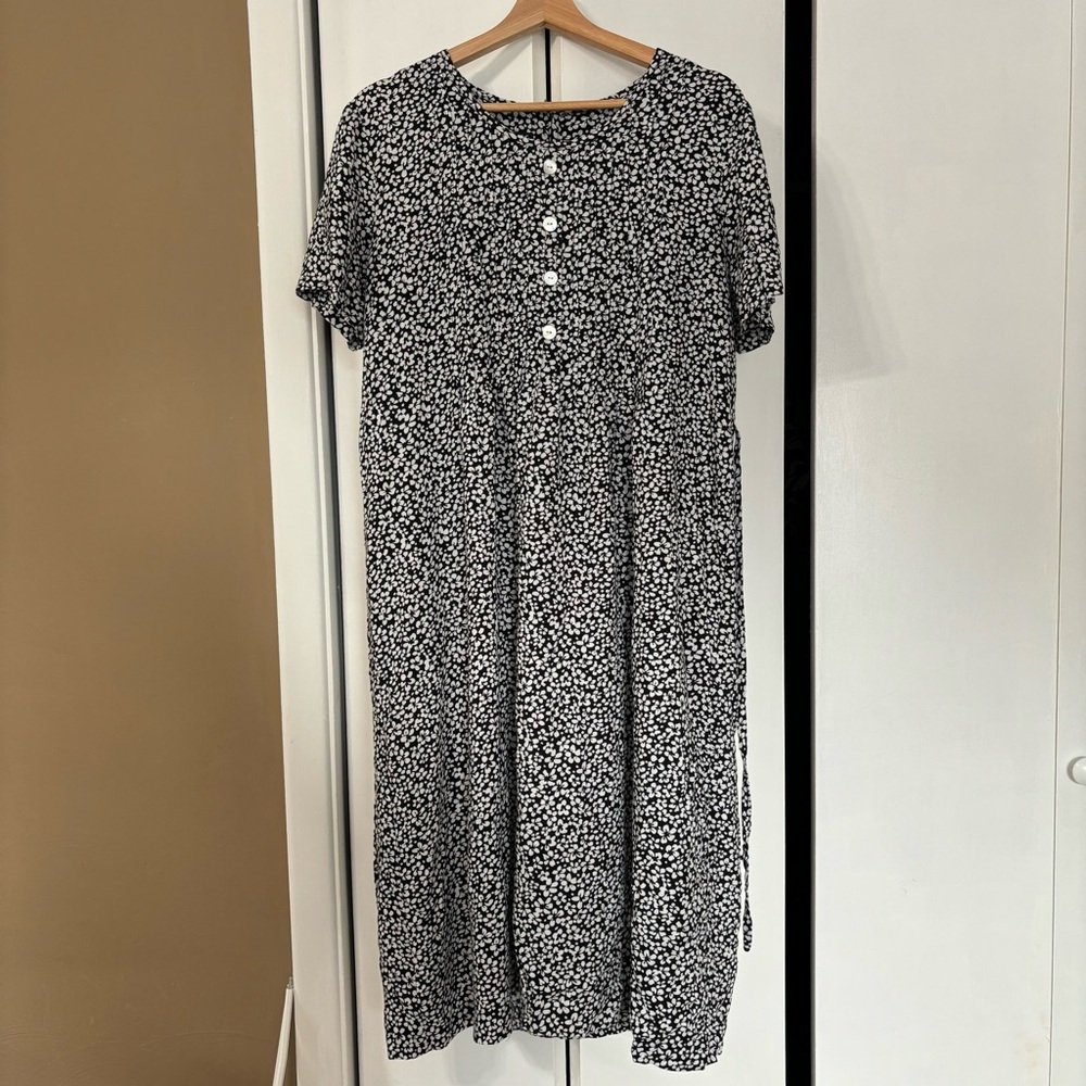 MSK petite Black and White Buttoned Midi Sundress